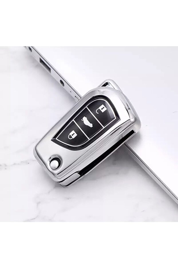 Toyota Auris Glossy Key Case Silver Color