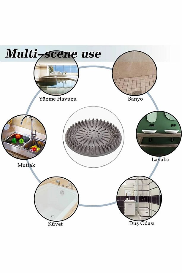 Süzgeçli Silikon Lavabo Ve Küvet Tıkacı Yuvarlak Lavabo Tıkacı Süzgeç Banyo Süzgeç- ECOLUX - 4