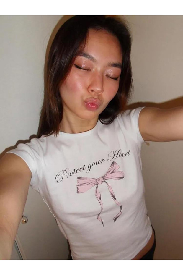 Tech Protect Your Heart Detail Crop Top