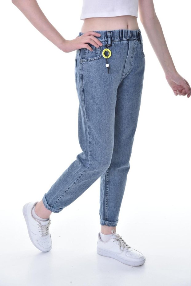 Girl's Elastic Waist Mom Fit Skinny Leg Cotton Denim Jeans