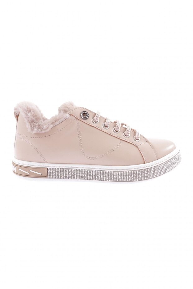 Beige - 22510 Women's Shearling Sneakers Shoes Beige