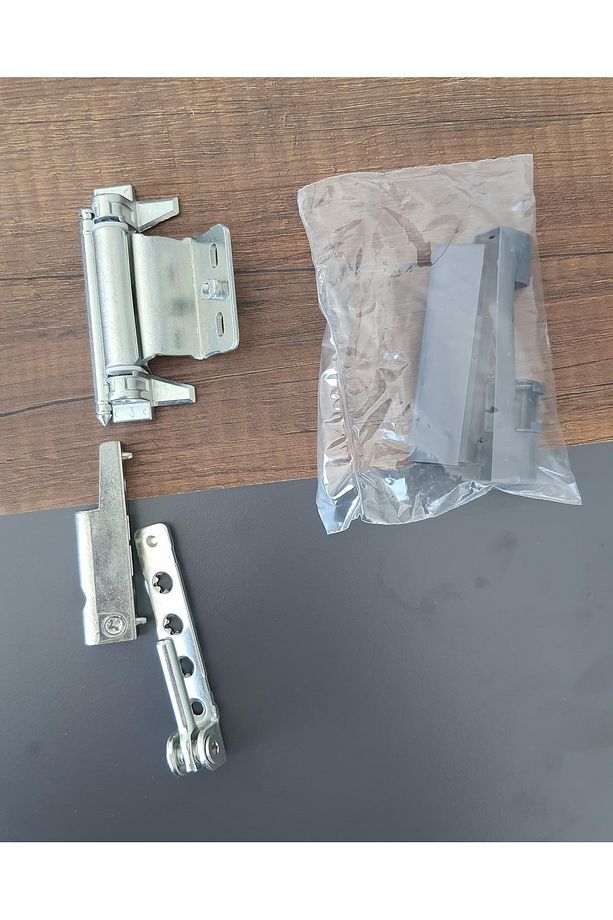 Çift Açılım Üst Menteşe ve Alt Menteşe Seti + Antrasit Gri Menteşe Kapağı Dahil - 1