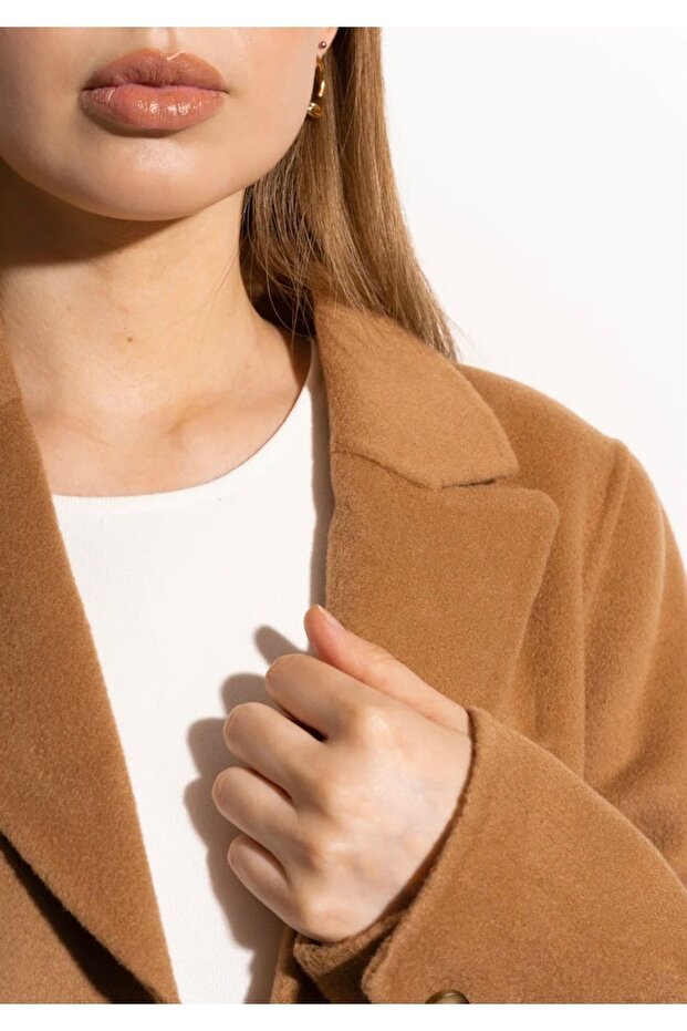 Camel Kaşmir Blazer Ceket - 5