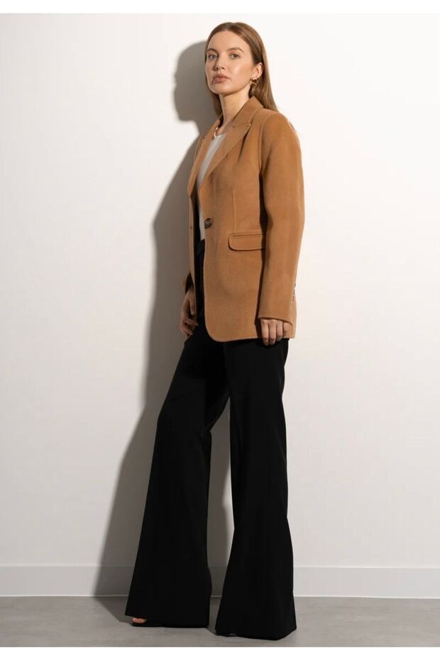 Camel Kaşmir Blazer Ceket - 4