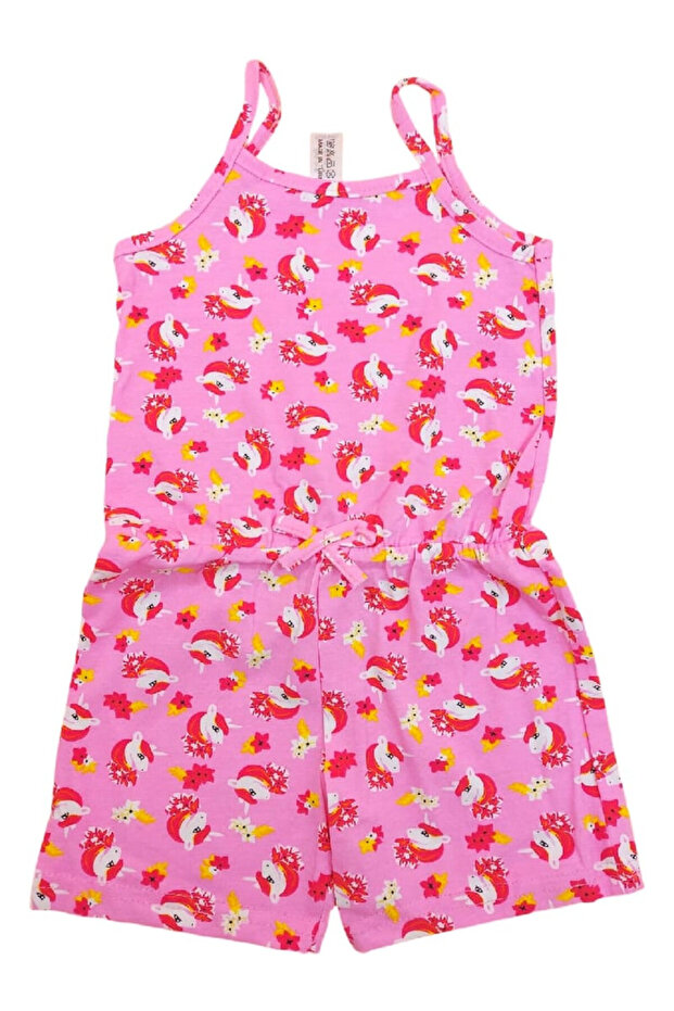 Patterned Comfortable Girls' Combed Cotton Jumpsuit