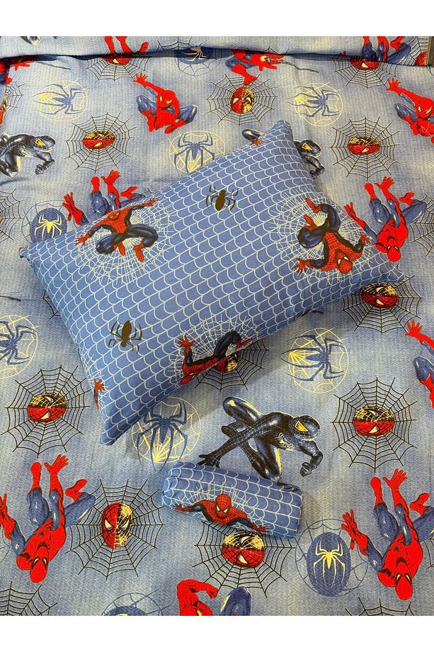 Spiderman Desenli Çarşafı Lastikli Tek Kişilik Pike Takımı - 3