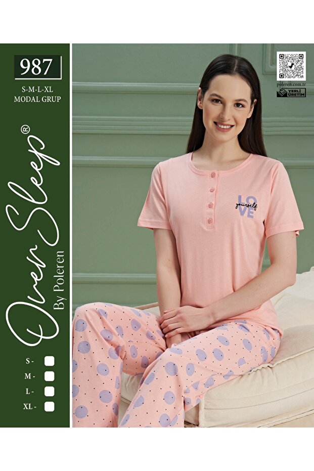 Over Sleep Powder Short Sleeve Pijamas Suit