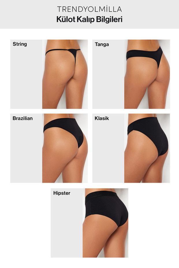 Çok Renkli 3'lü Paket Pamuklu Brazilian Örme Külot THMSS23KU00026 - 6