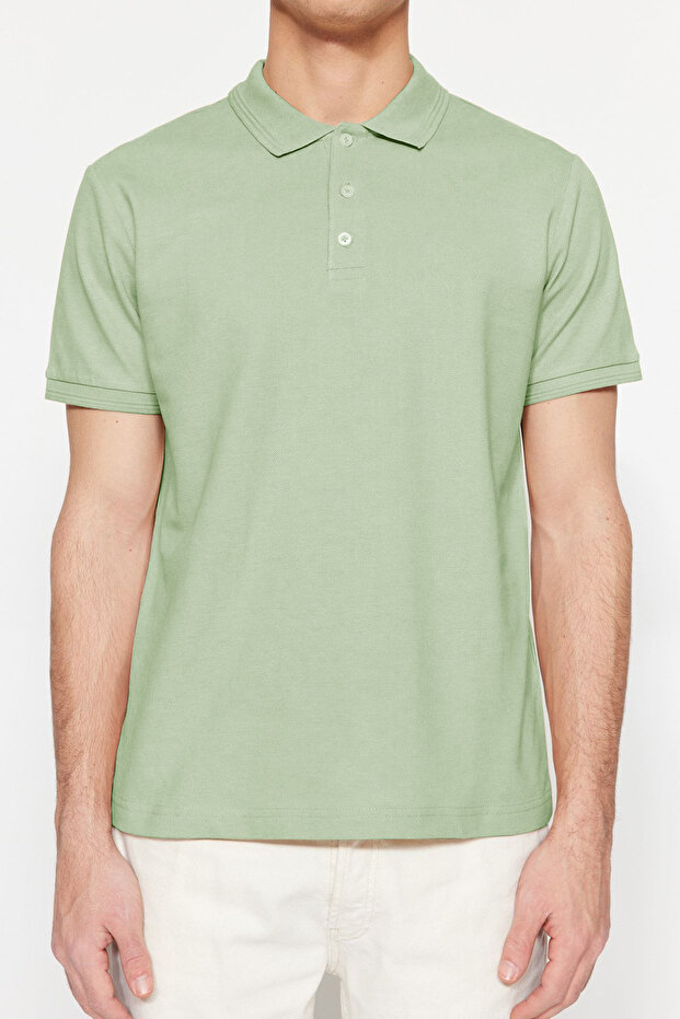 Mint Slim/Dar Kesim Yakası Çizgili Basic %100 Pamuklu Polo Yaka T-shirt TMNSS20PO0009 - 3