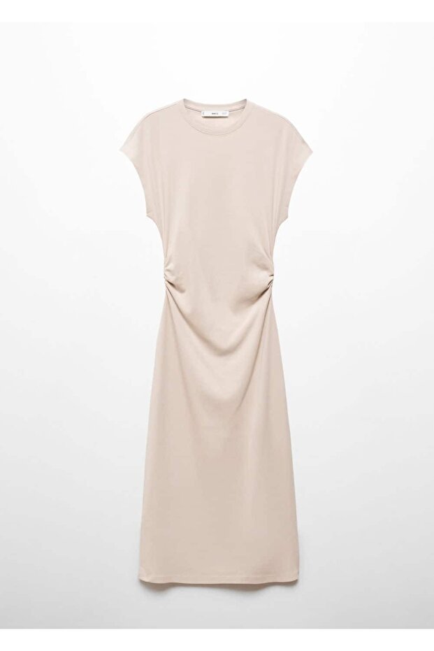 %100 pamuklu drape elbise - 3