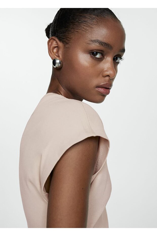 %100 pamuklu drape elbise - 5