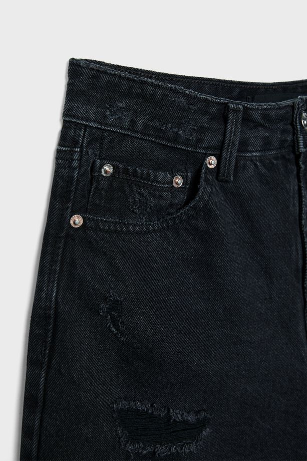 D75 Distressed denim şort - 7