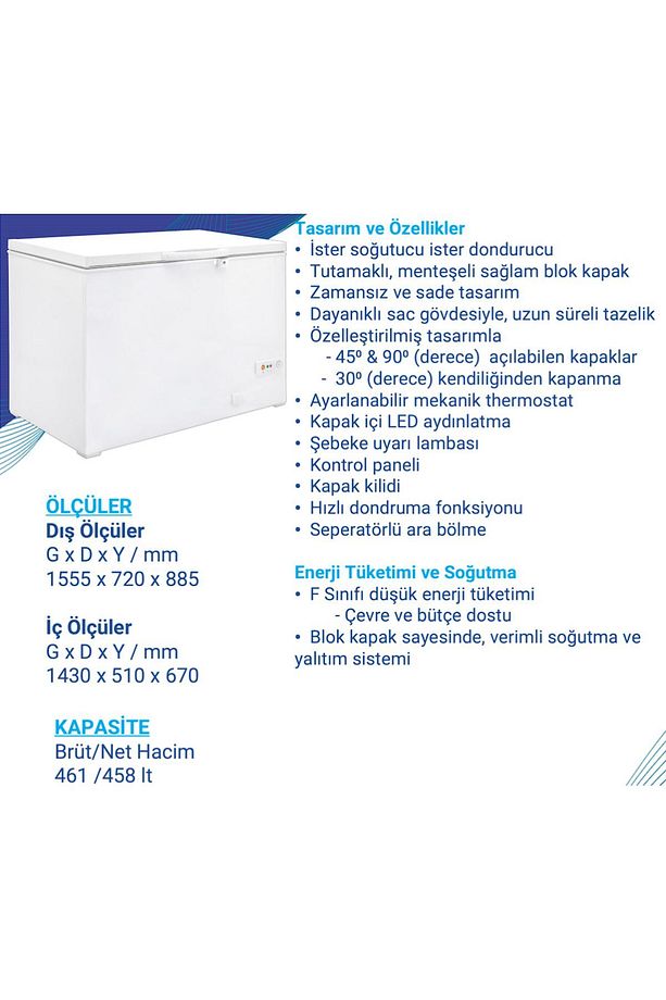 D570 Df Dual F Sandık Tip 458 Lt Derin Dondurucu - 4