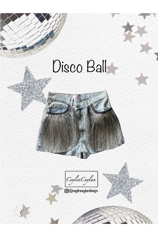 Gümüş Püsküllü Denim Şort - 3