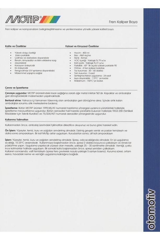 PARLAK SARI Isıya Dayanıklı Kaliper Sprey Boya 400 ml - 3