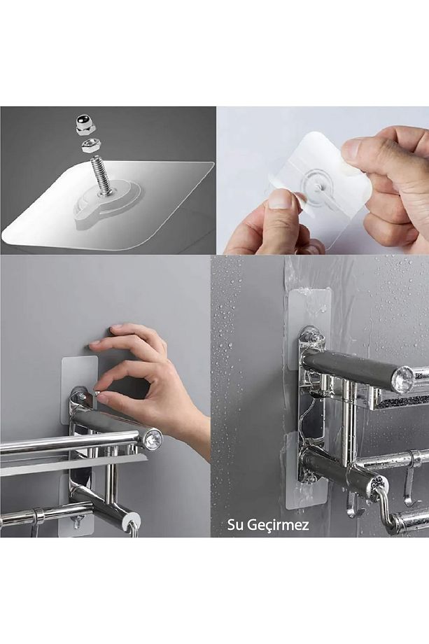 4 Adet Yapışkanlı Duvar Kancası Vidalı, Duvar Askısı - Duvar, Kapı Arkası, Mutfak Ve Banyo Kancaları - 3