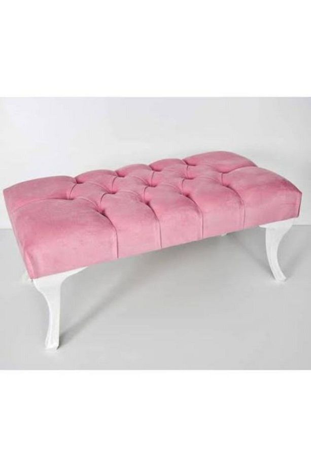 Puf Ayak Ucu Kapitoneli Kapı Önü Antre Bench Puf Pudra - 1