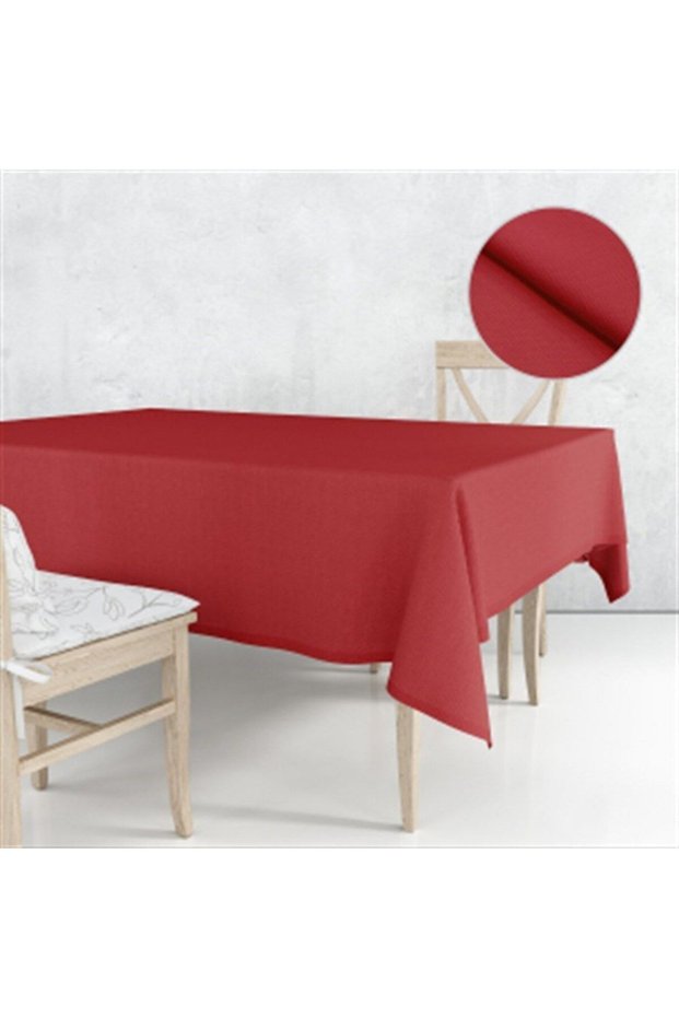 Bird Eye Patterned Tablecloth Red