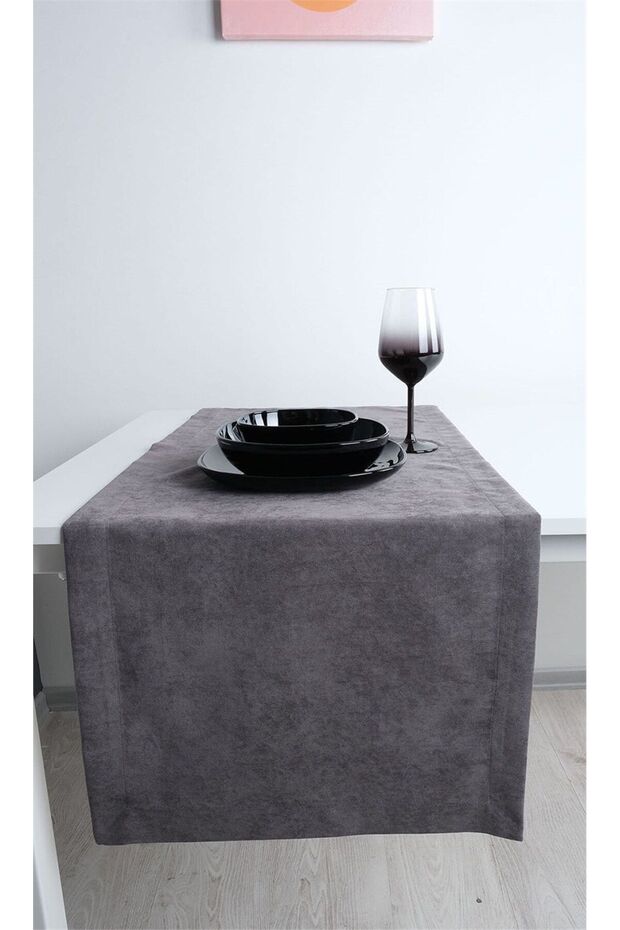 Set of 2 Velvet Textured Runner Gray