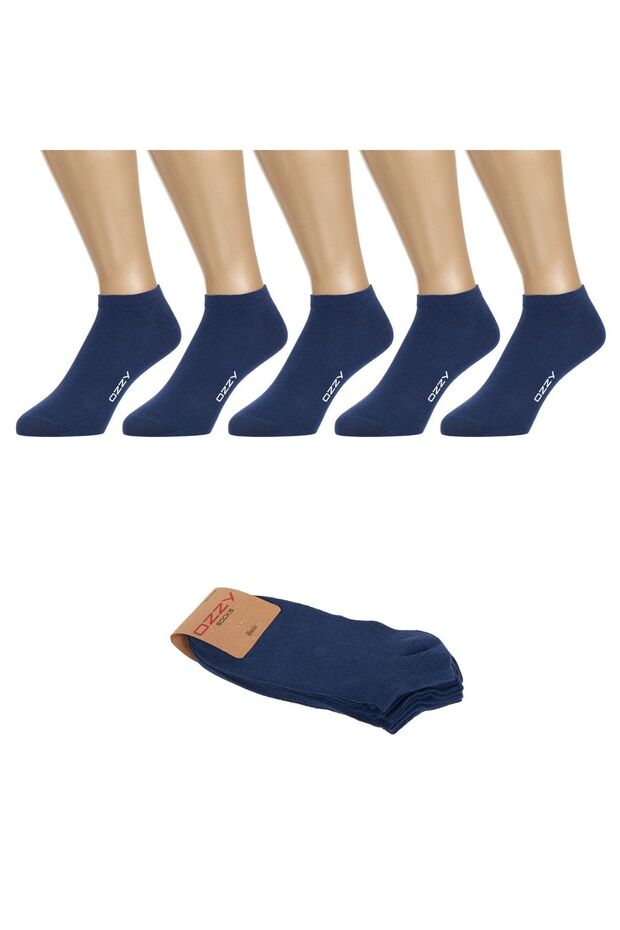 5 Pairs Seamless Cotton Navy Blue Booties Socks Summer Durable Heel And Toe
