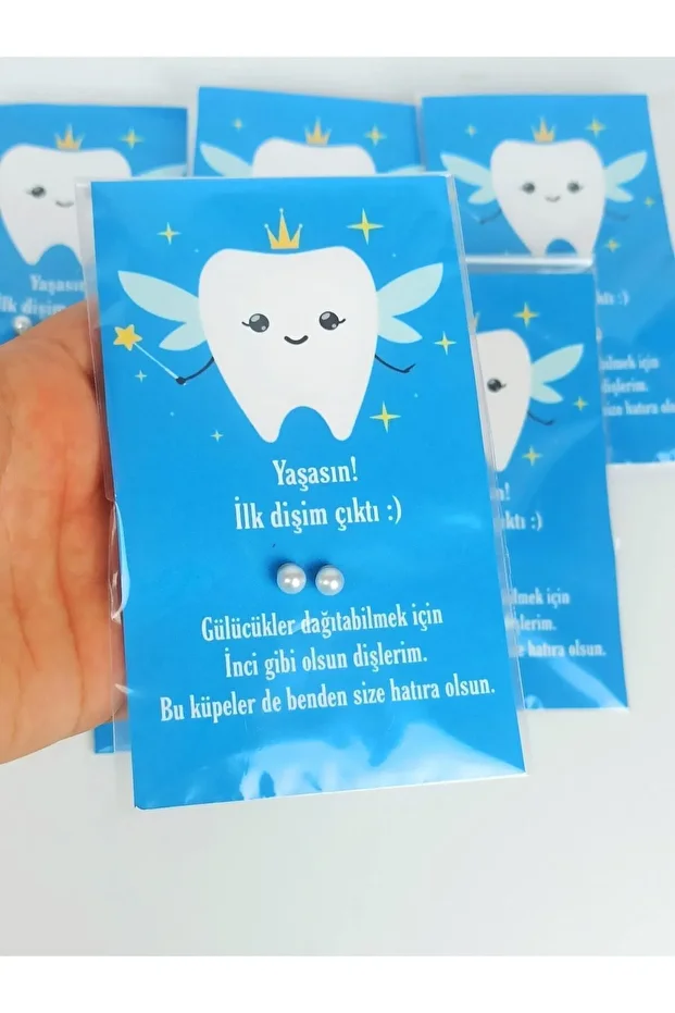 10 Adet Bebek Diş Buğdayı Hediyesi Inci Küpe Erkek Bebek - 1