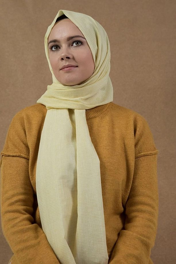 Açık Sarı Mia Doku Şal 10103 - 1