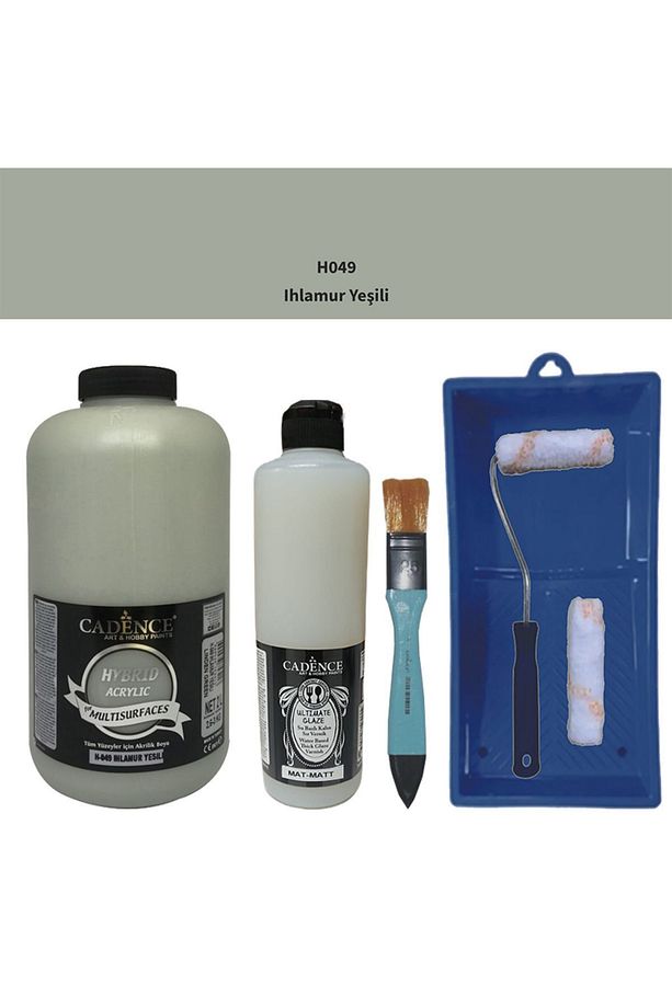 Mobilya Boyası-Cadence Multisurface H-049 Ihlamur 2000Ml Ultimate Vernik Mat 500Ml Saten Rulo Set - 1