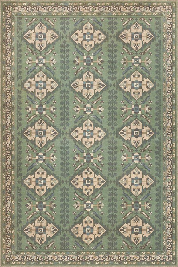 Green Cream Baklava Traditional Woven Base Washable Carpet Miravip9106