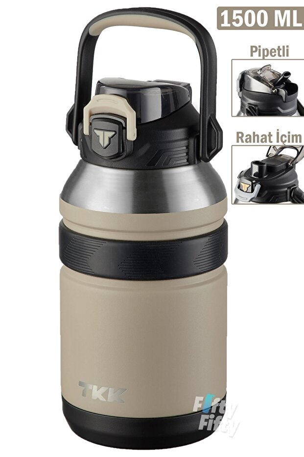 TKK 1500 ML Professional Camping Flask/Steel Thermos Dual Use with Straw/Comfortable Drinking 12/24 Insulation -2