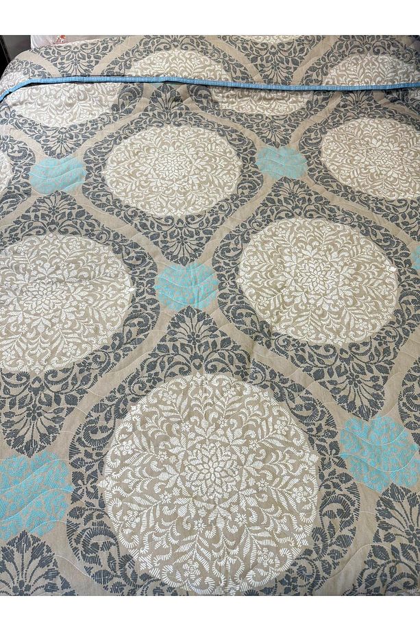 Pamuklu Tek Kişilik Çift Taraflı Ayna Desenli Kapitone Çok Amaçlı Örtü 160x230 Cm. - 6