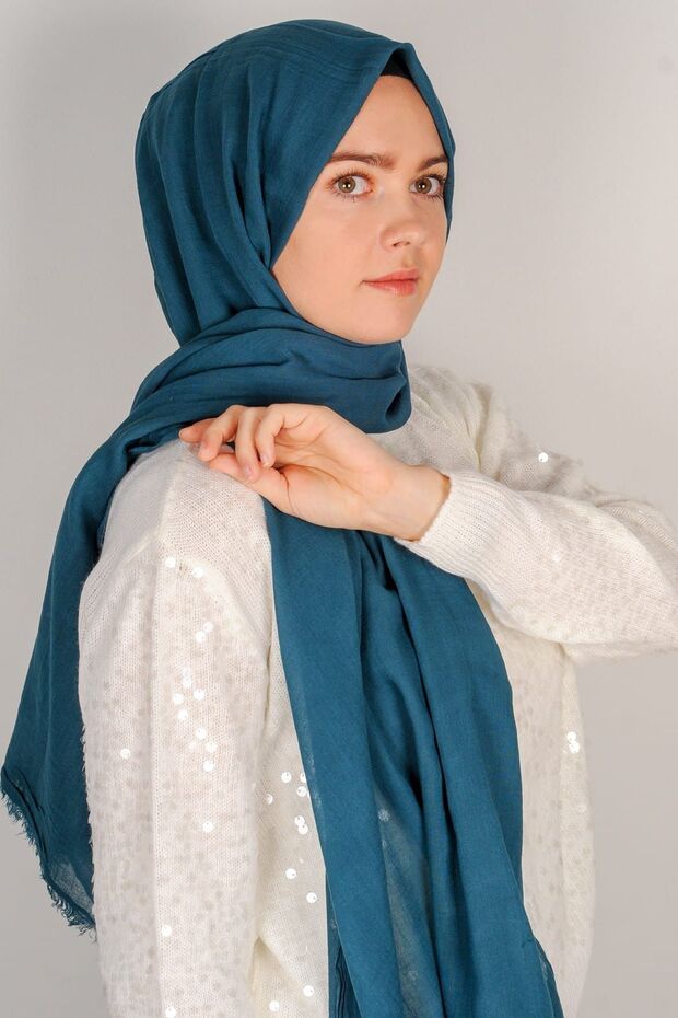 Petrol Green Cotton Voile Shawl 10107