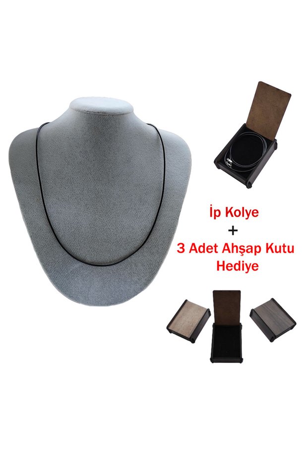 50 cm Ready-Made Cord Necklace and Gift Set of 3 Wooden Gift Boxes for Jewelry (Necklace, Bracelet, Ring)
