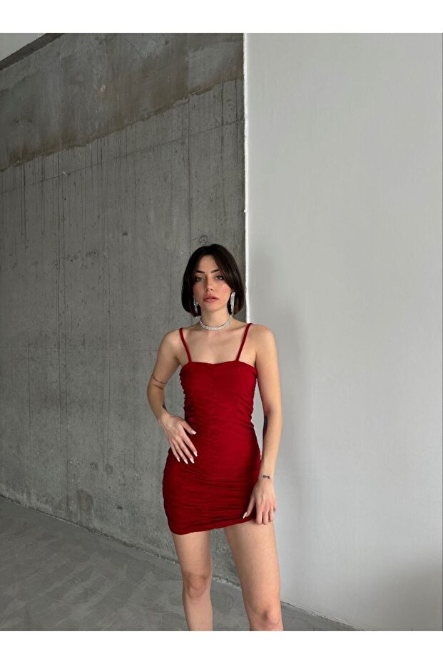 Kadın Sandy Drapeli Mini Elbise - 2