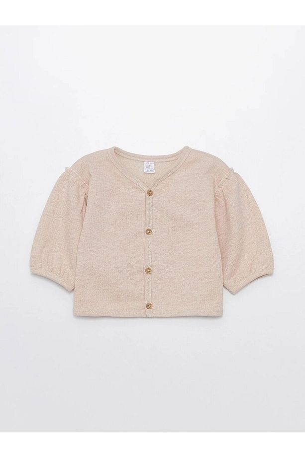 LCW baby Bebe Yaka Basic Kız Bebek Hırka - 1