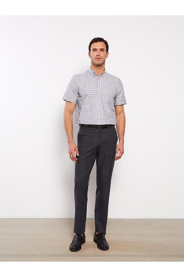 LCWAIKIKI Formal Regular Fit Kısa Kollu Ekose Armürlü Erkek Gömlek - 3