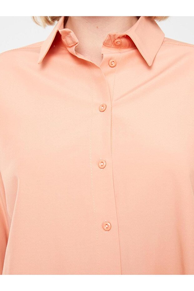 LCW Modest Düz Uzun Kollu Oversize Poplin Kadın Gömlek Tunik - 4