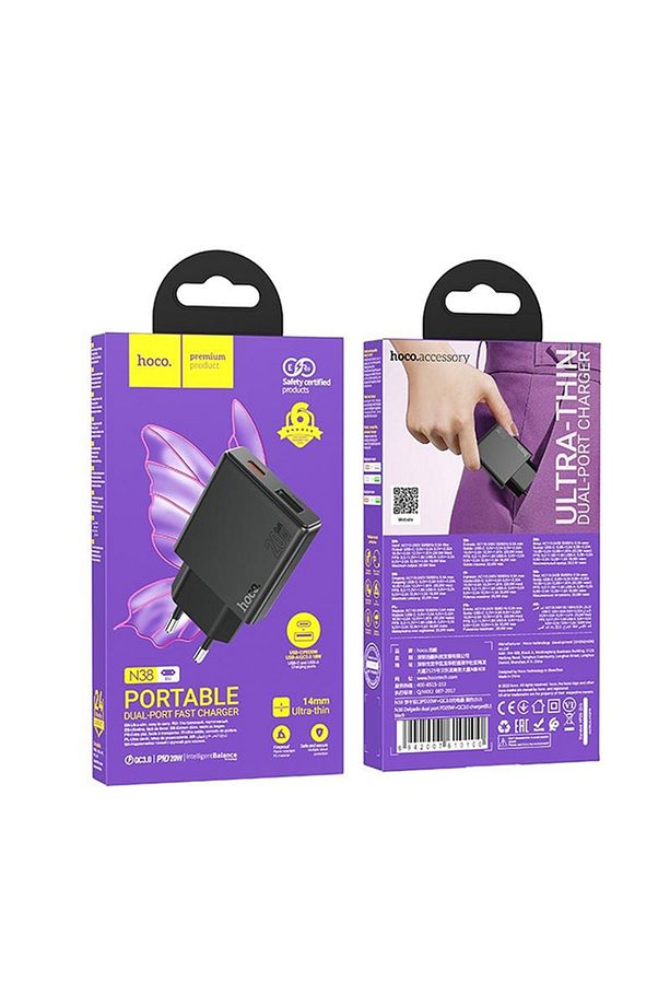 N38 Delgado PD20W + QC3.0 Hızlı Şarj Adaptörü SİYAH - 7