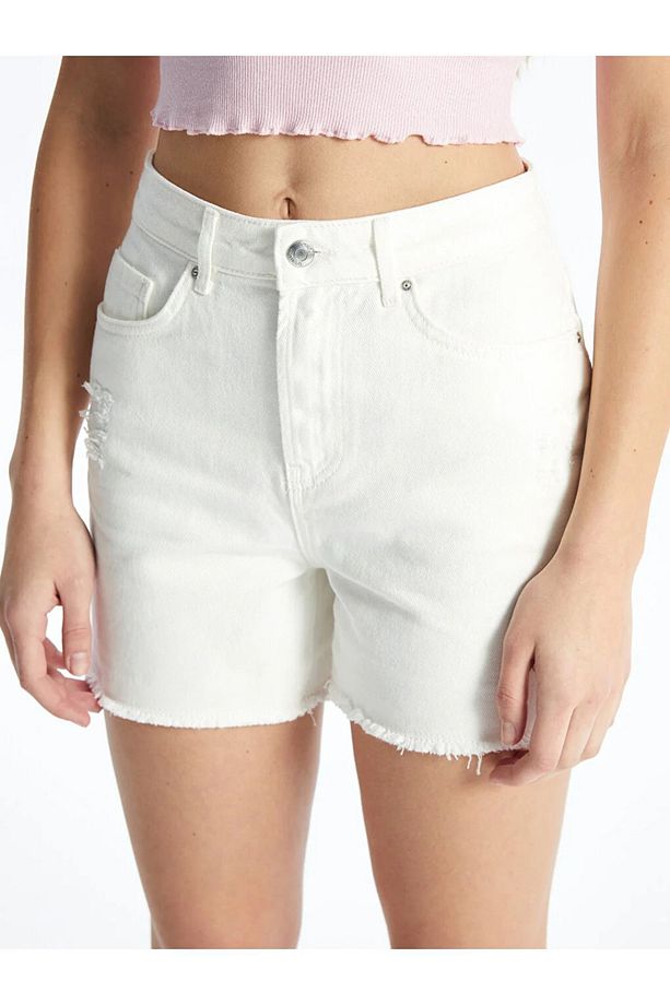 XSIDE Yüksek Bel Dar Fit Kadın Jean Şort - 2