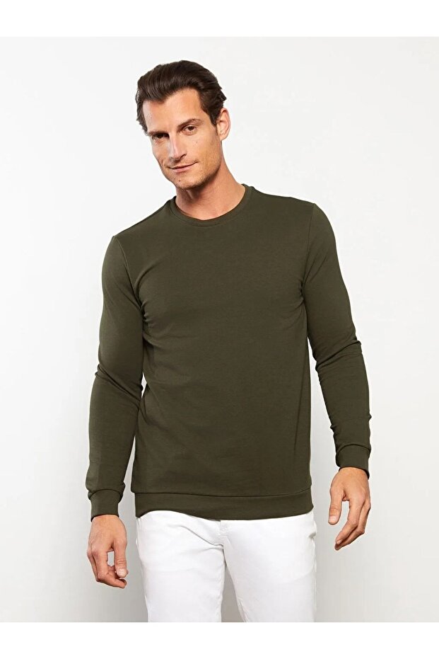 Lcwaıkıkı Basic Bisiklet Yaka Uzun Kollu Erkek Sweatshirt - 1