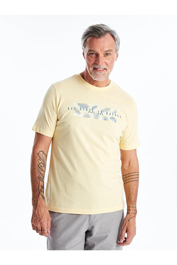LCWAIKIKI Classic Crew Neck Short Sleeve Printed Combed Cotton Men's T-Shirt