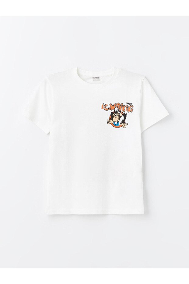 LCW Kids Crew Neck Nostalgic Monkey Printed Short Sleeve Boy's T-Shirt