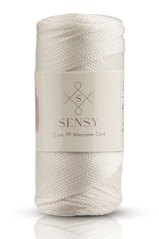 2 Mm - 200 gr Polyester Makrome Ipi Ekru 230 M Polyester Makrome Ip Supla Ip Ve Çanta Ipliği - 1