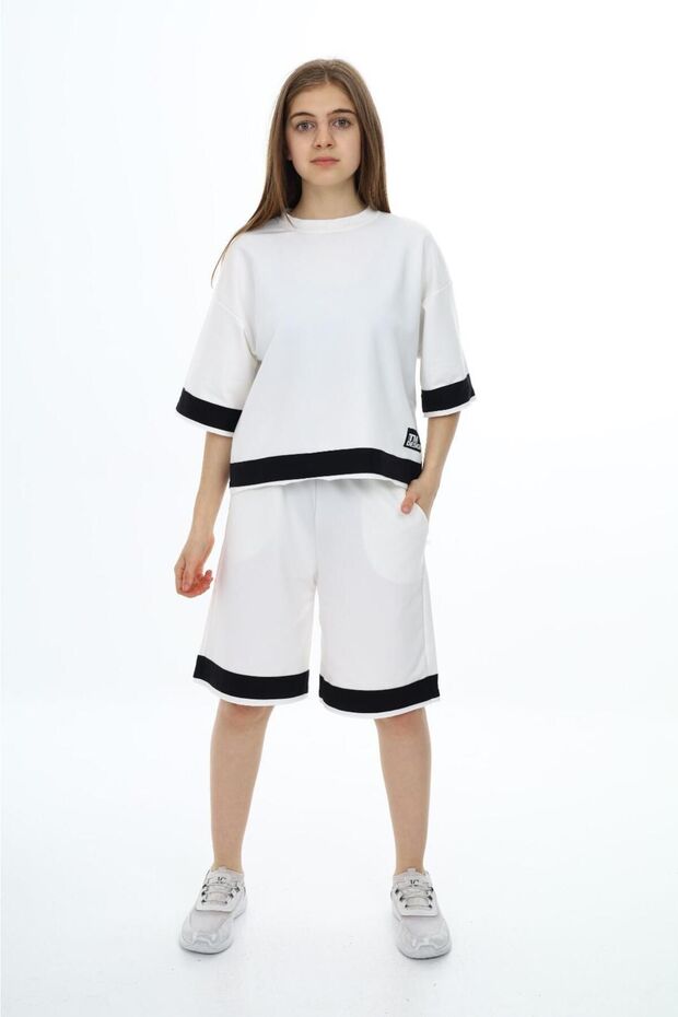 Girl's Top and Bottom Tracksuit Set with Shorts - 100% Cotton, Half Sleeve