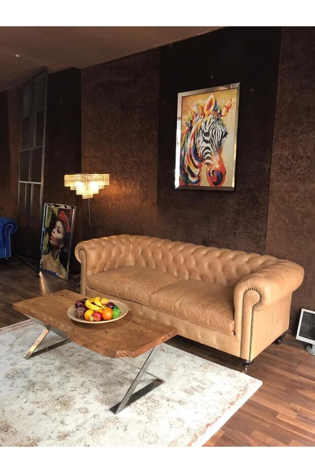 3a Bristol Taba Hakiki Deri Chesterfield - 4