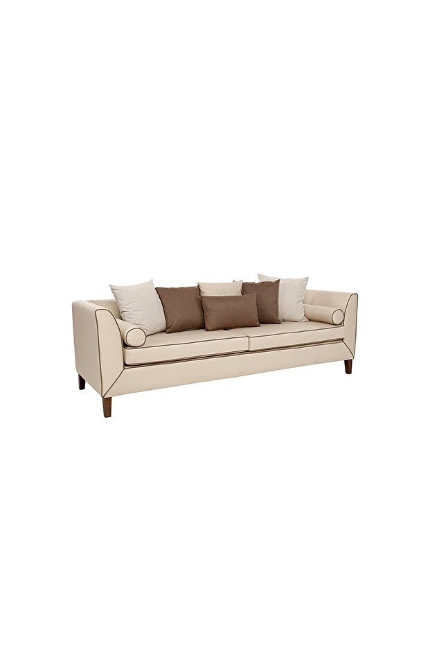 3Lü Krem Kanepe 230X90X80 CM - 1