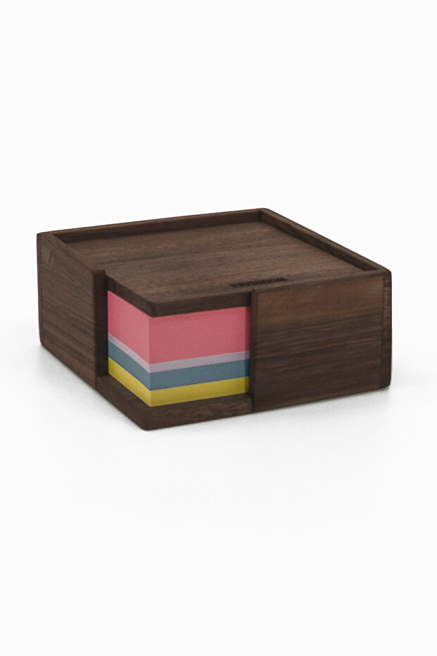 Walnut Patterned Cube Note Paper Box - 6
