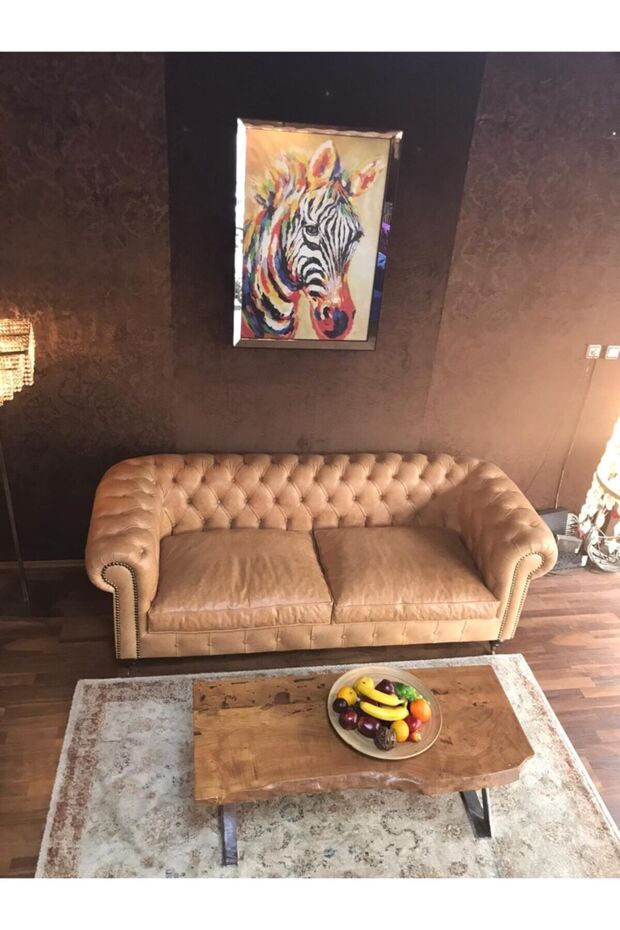 3a Bristol Taba Hakiki Deri Chesterfield - 7