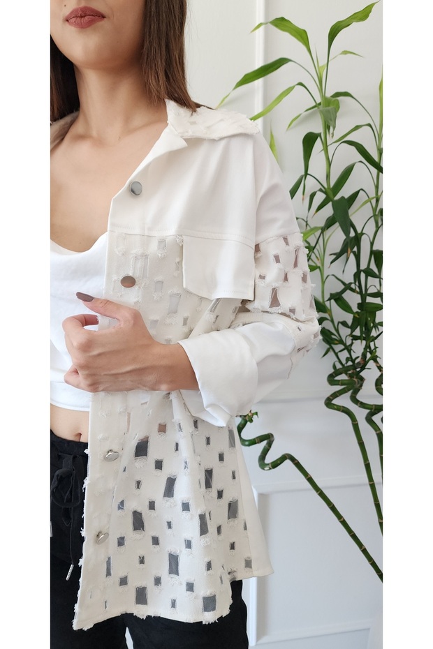 Delikli Gömlek Ceket - 5