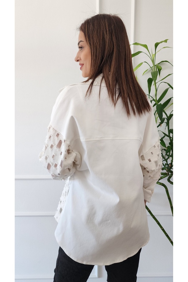 Delikli Gömlek Ceket - 3