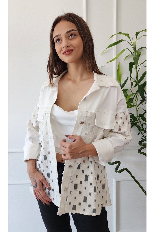 Delikli Gömlek Ceket - 1